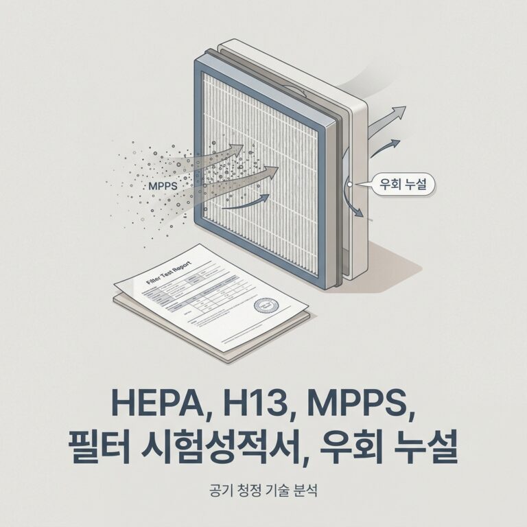 ai thumbnail minimal HEPA H13 MPPS 필터 시험성적서 우회 누설 1791374437