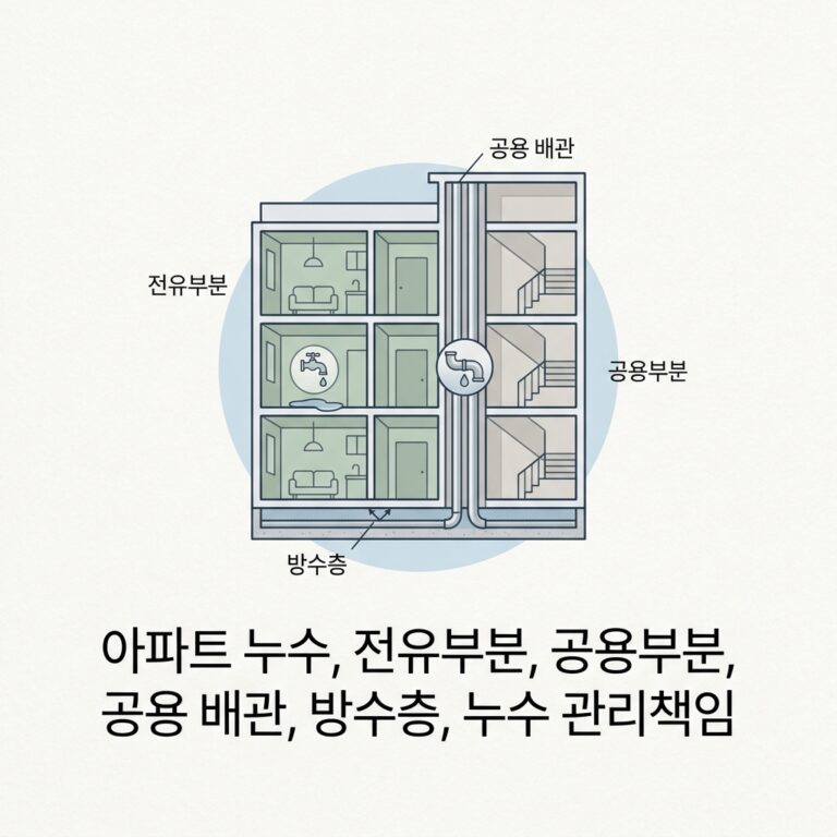 ai thumbnail minimal 아파트 누수 전유부분 공용부분 공용 배관 방수층 누수 관리책임 1791607002