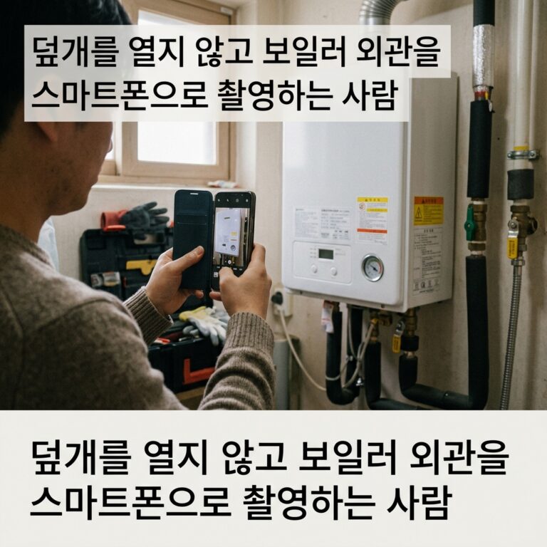 ai thumbnail photography 덮개를 열지 않고 보일러 외관을 스마트폰으로 촬영하는 사람 1791526759