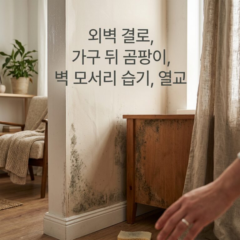 ai thumbnail photography 외벽 결로 가구 뒤 곰팡이 벽 모서리 습기 열교 1791439537
